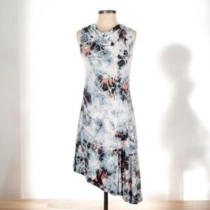 Heyne Bogut Shift Dress Womens XS Gray Asymmetrical Long Sleeve Lagenlook